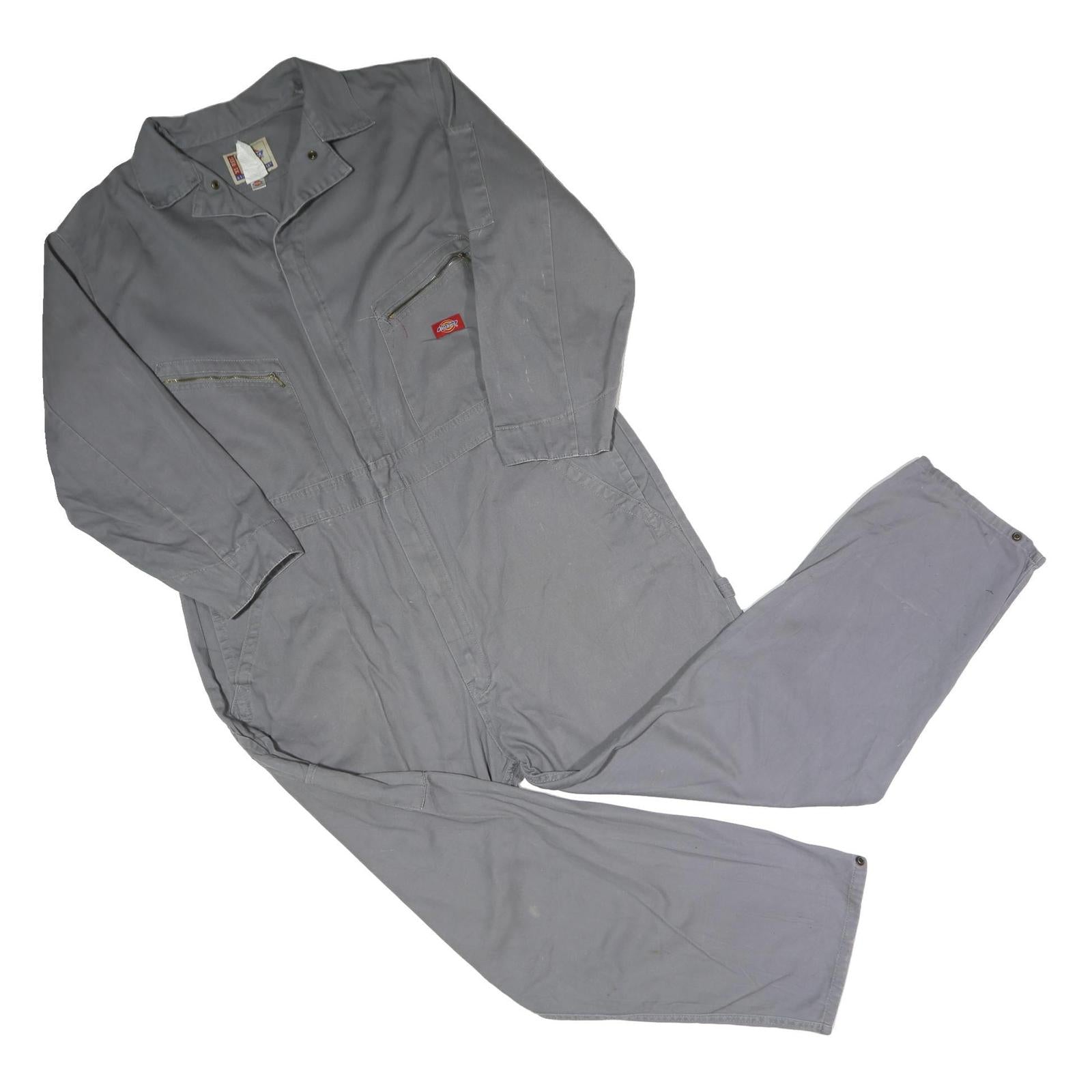 DICKIES Mens Grey Cotton Regular Fit Dungarees XL W46 L28 Workwear Utility