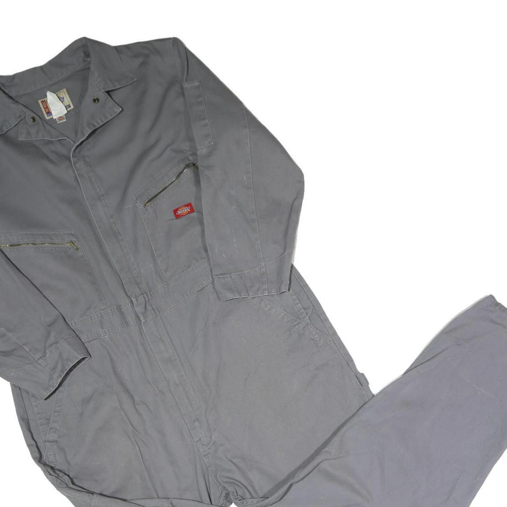 DICKIES Mens Grey Cotton Regular Fit Dungarees XL W46 L28 Workwear Utility