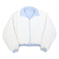 Womens White & Light Blue Reversible Zip Polyester Blend Jacket L Plain Casual