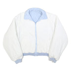Womens White & Light Blue Reversible Zip Polyester Blend Jacket L Plain Casual