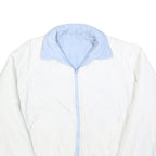 Womens White & Light Blue Reversible Zip Polyester Blend Jacket L Plain Casual