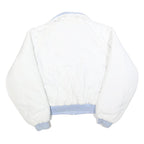 Womens White & Light Blue Reversible Zip Polyester Blend Jacket L Plain Casual