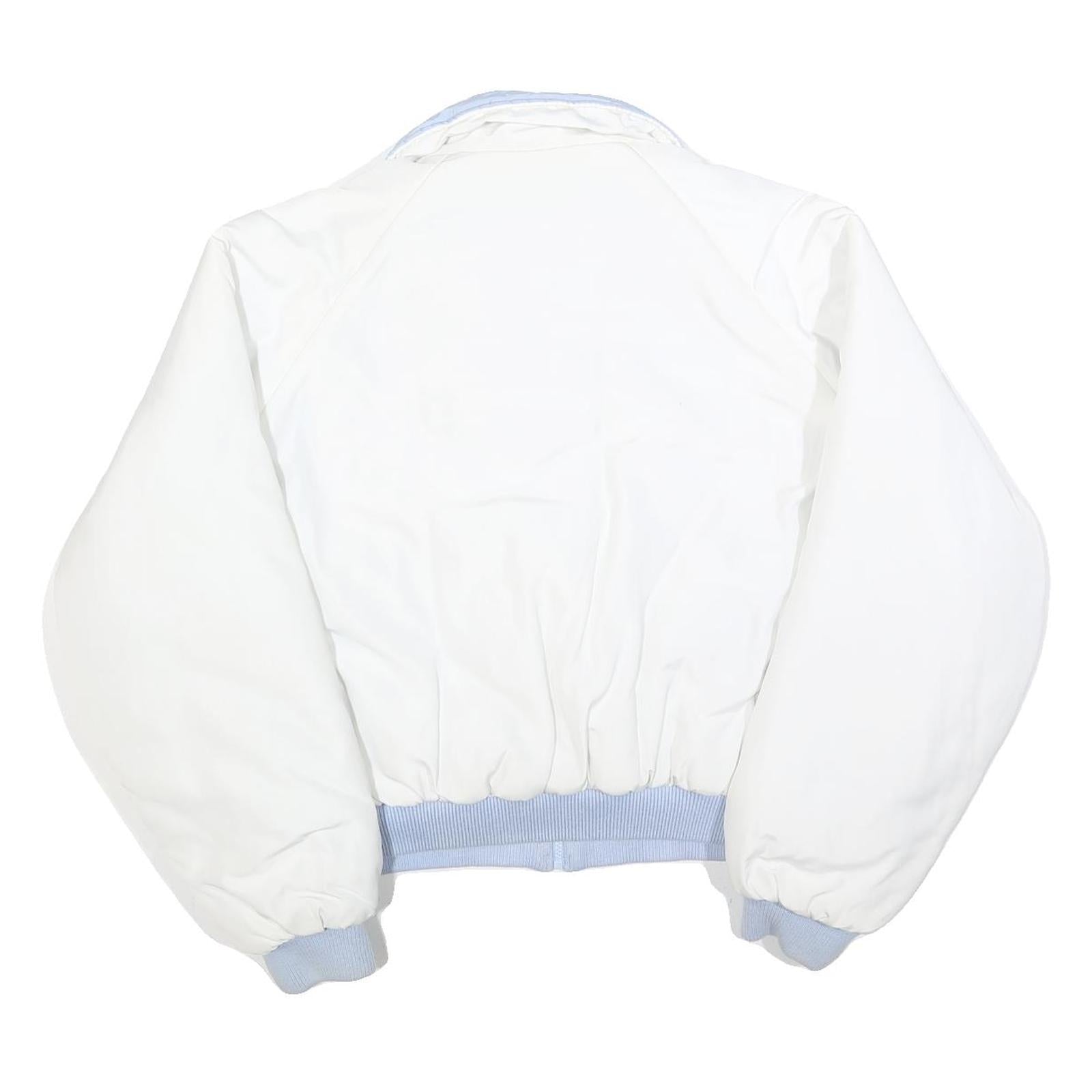 Womens White & Light Blue Reversible Zip Polyester Blend Jacket L Plain Casual
