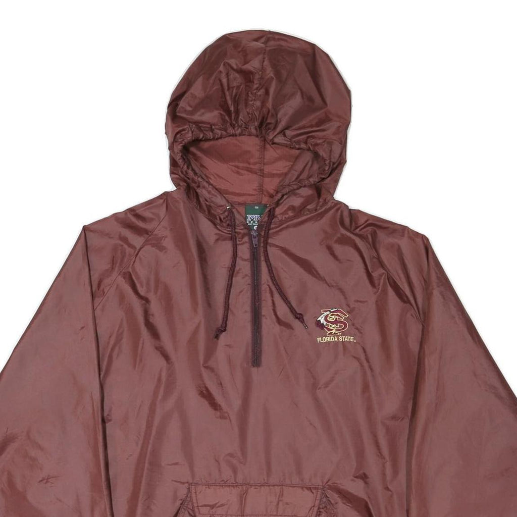 MV SPORT Mens Maroon Florida State Hooded Jacket 2XL Nylon Plain Zip Pullover
