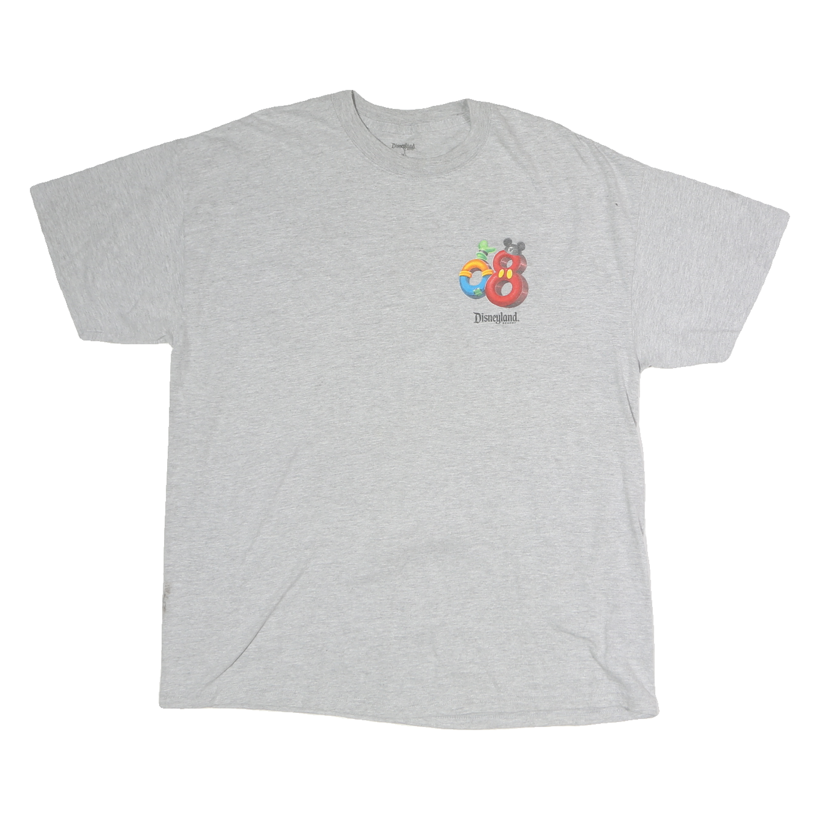 DISNEYLAND Womens Grey 2008 Graphic T-Shirt XL Short Sleeve Crew Neck Vintage