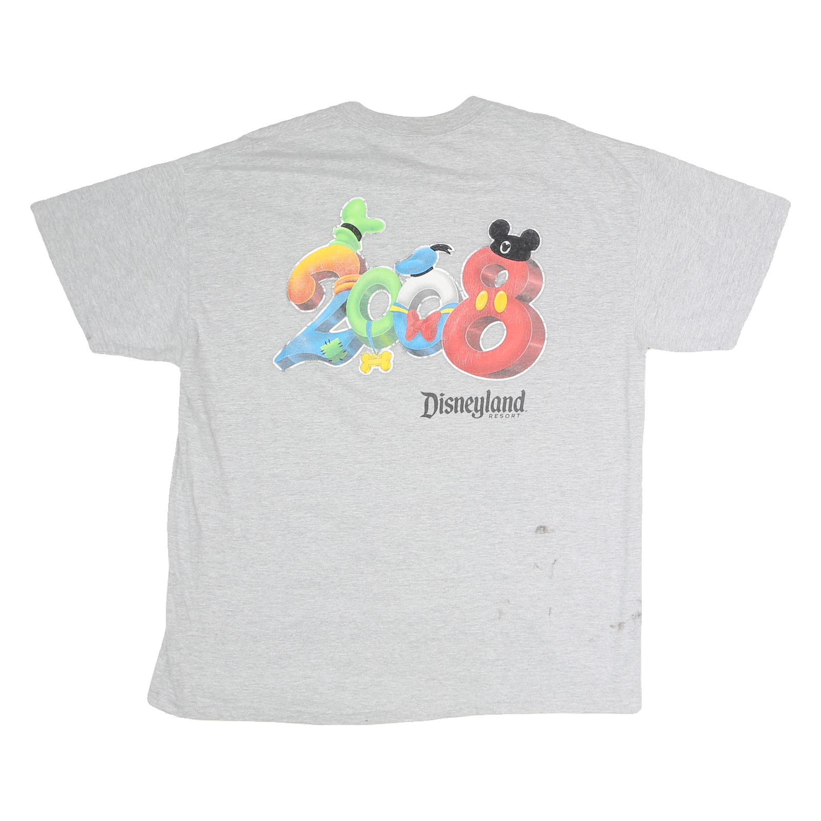 DISNEYLAND Womens Grey 2008 Graphic T-Shirt XL Short Sleeve Crew Neck Vintage