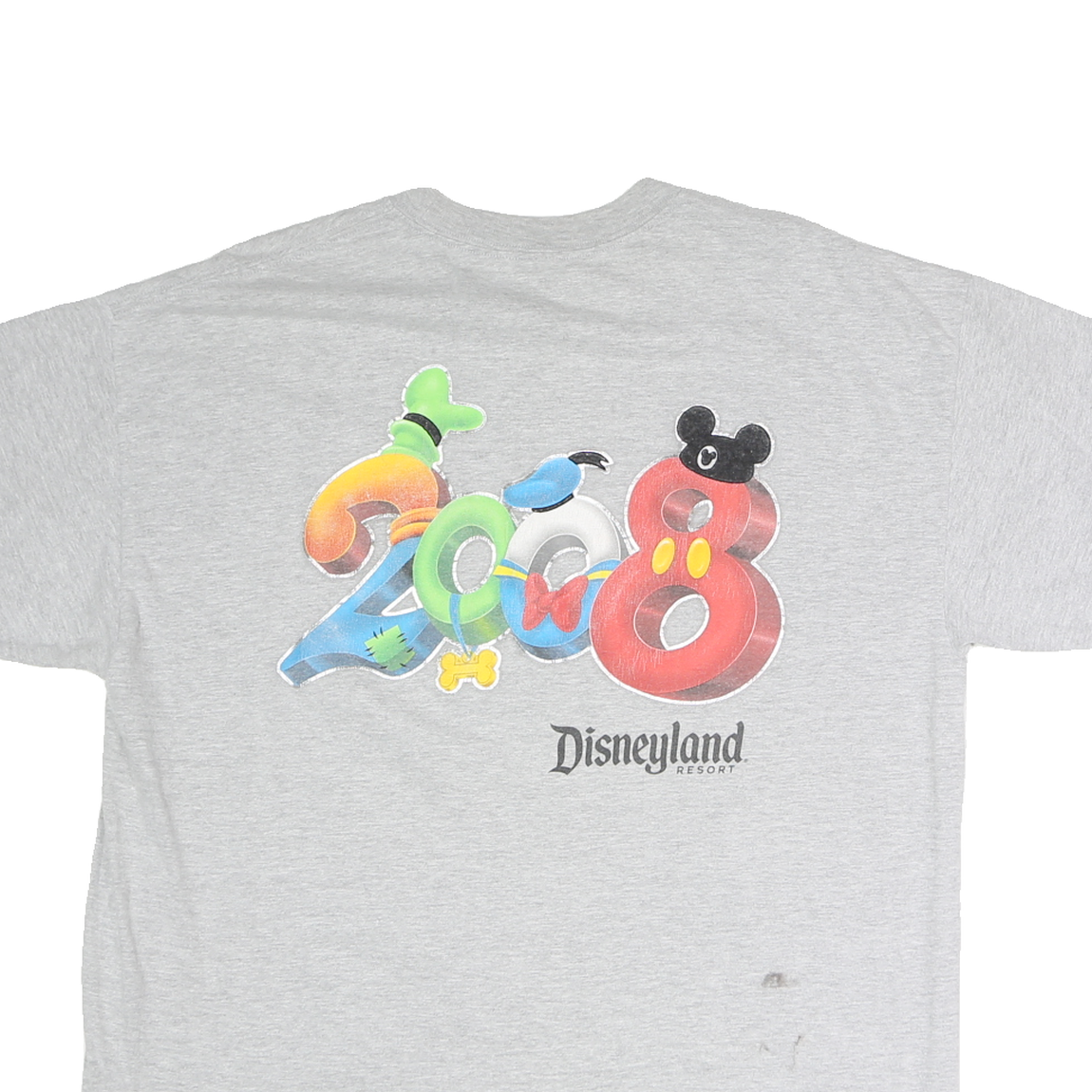 DISNEYLAND Womens Grey 2008 Graphic T-Shirt XL Short Sleeve Crew Neck Vintage