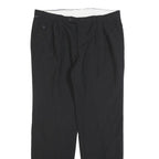 DECISION Mens Wool Blend Black Relaxed Straight Trousers W38 L34 Formal Smart