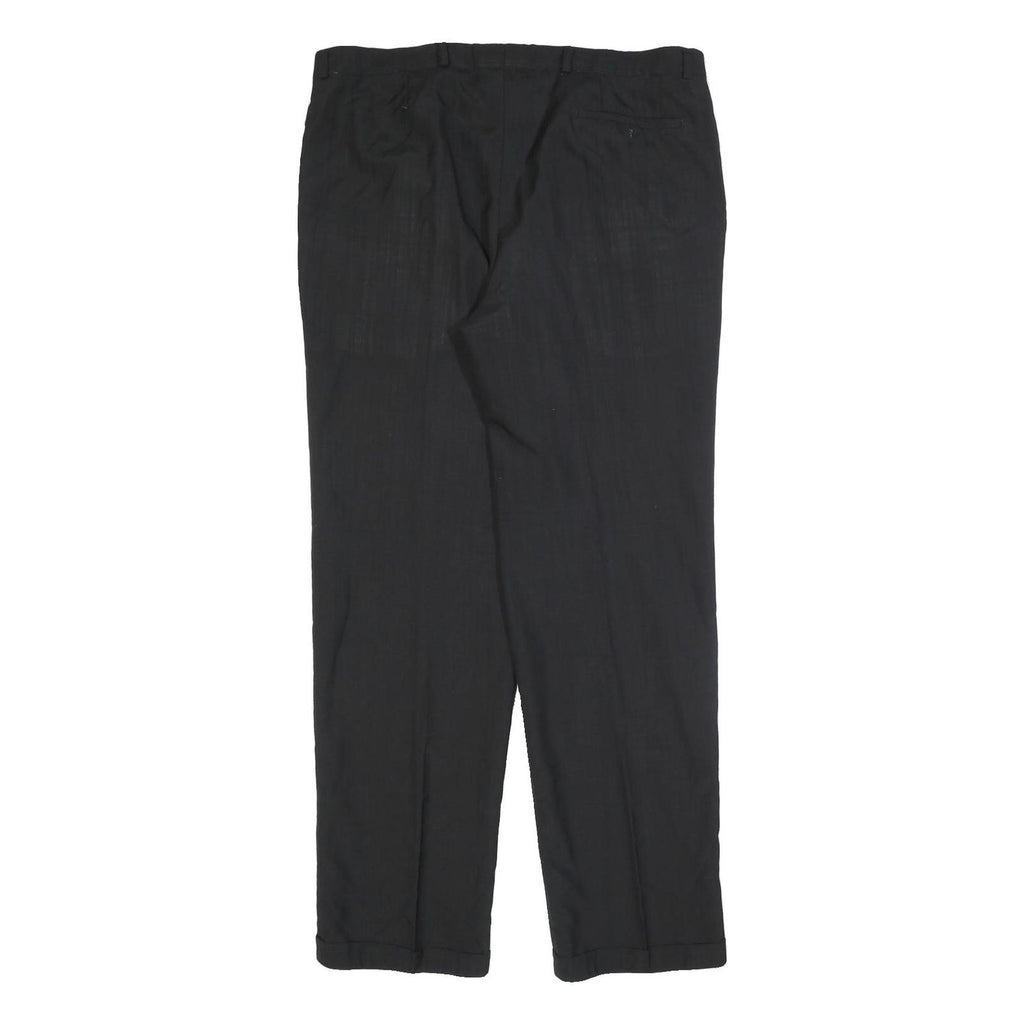 DECISION Mens Wool Blend Black Relaxed Straight Trousers W38 L34 Formal Smart