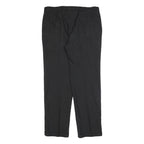 DECISION Mens Wool Blend Black Relaxed Straight Trousers W38 L34 Formal Smart
