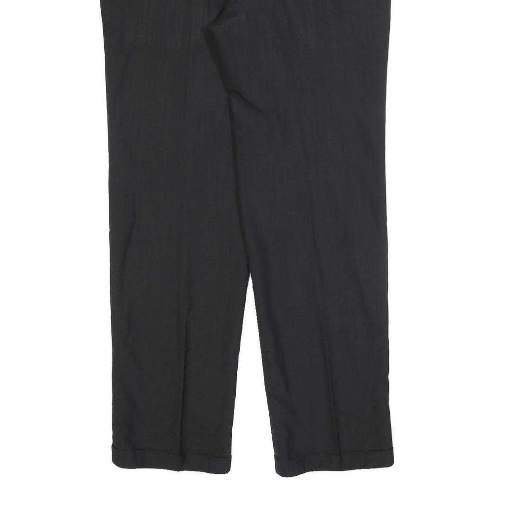 DECISION Mens Wool Blend Black Relaxed Straight Trousers W38 L34 Formal Smart