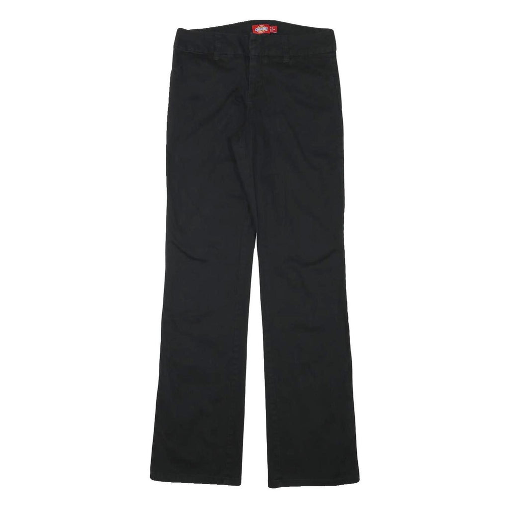 DICKIES Womens Black Regular Fit Straight Leg Trousers W27 L30 Cotton Blend Zip
