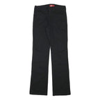 DICKIES Womens Black Regular Fit Straight Leg Trousers W27 L30 Cotton Blend Zip
