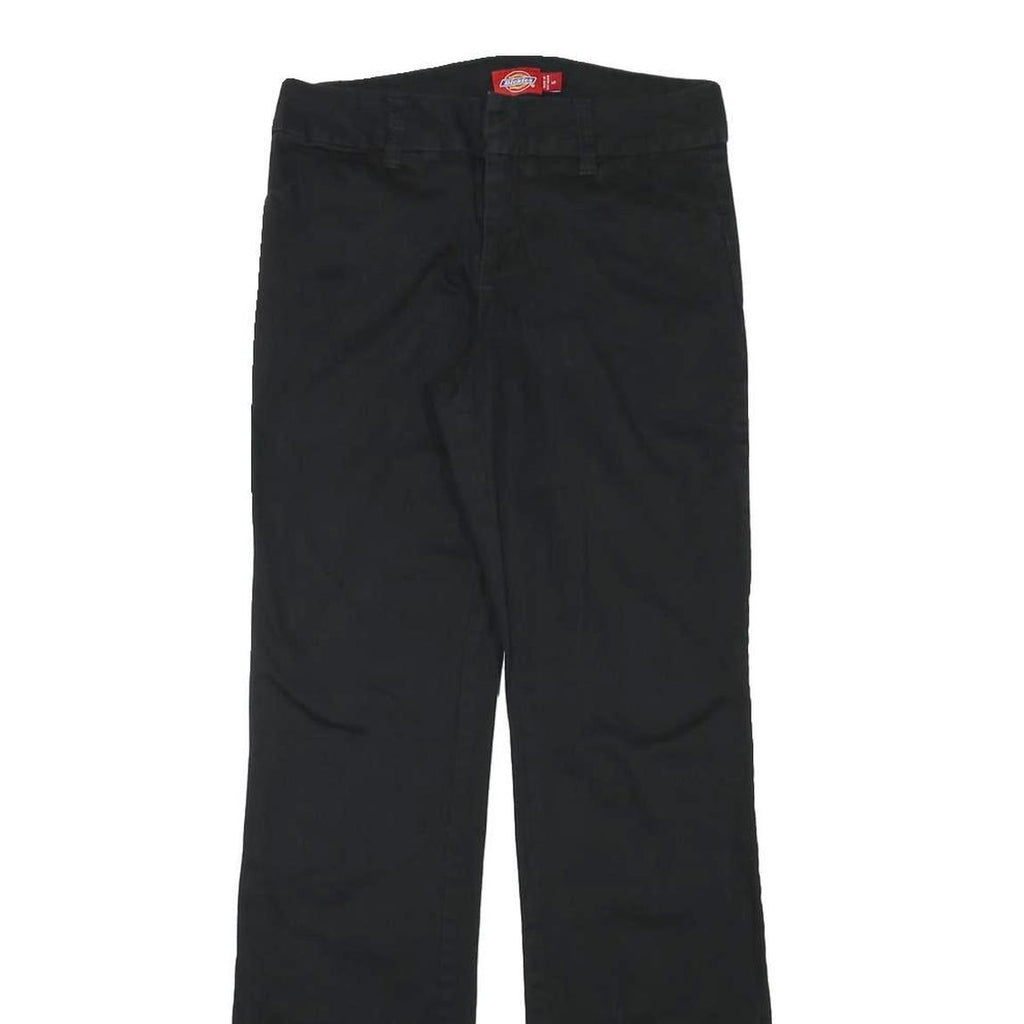 DICKIES Womens Black Regular Fit Straight Leg Trousers W27 L30 Cotton Blend Zip
