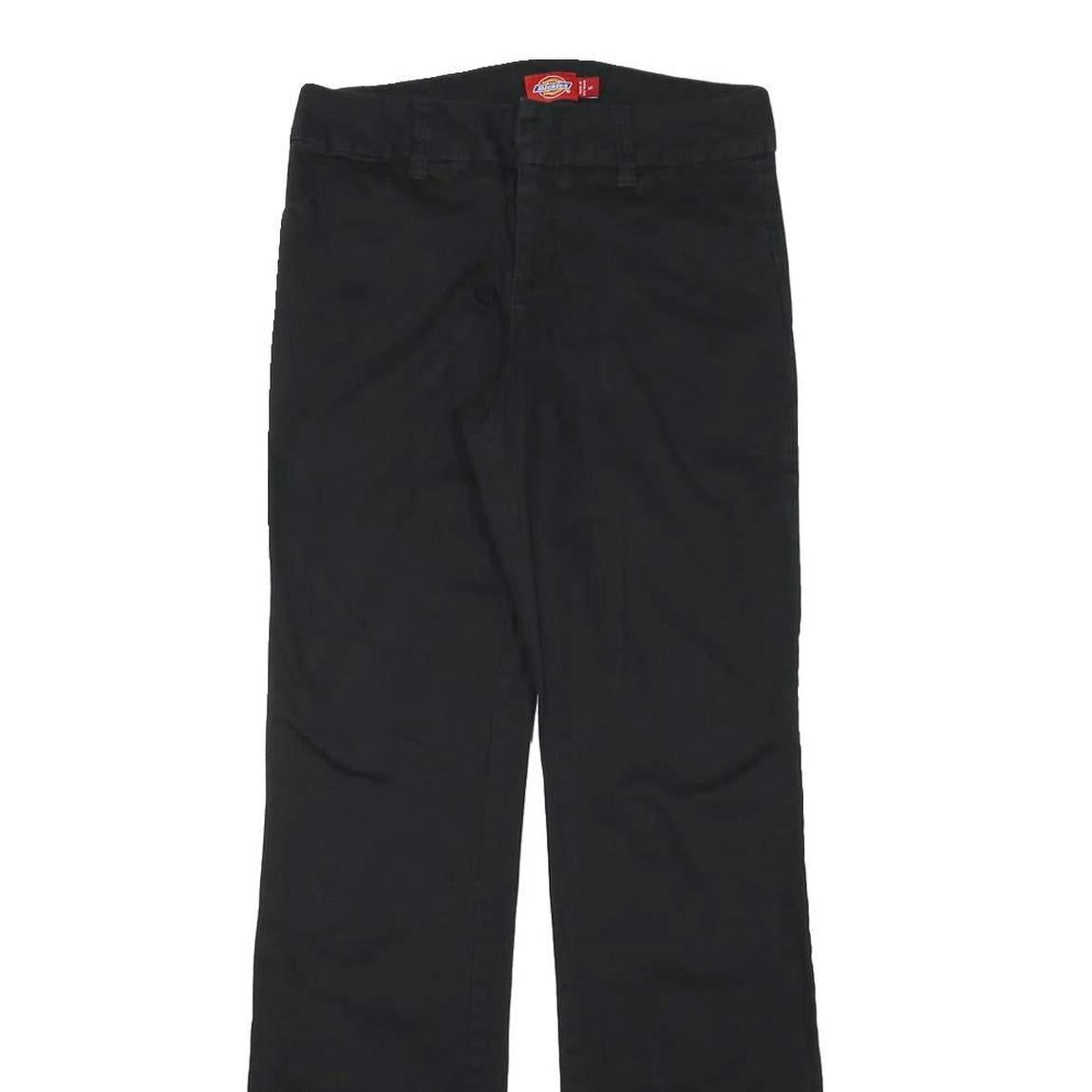 DICKIES Womens Black Regular Fit Straight Leg Trousers W27 L30 Cotton Blend Zip