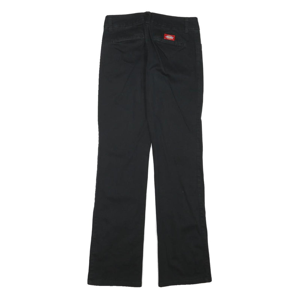 DICKIES Womens Black Regular Fit Straight Leg Trousers W27 L30 Cotton Blend Zip
