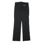 DICKIES Womens Black Regular Fit Straight Leg Trousers W27 L30 Cotton Blend Zip