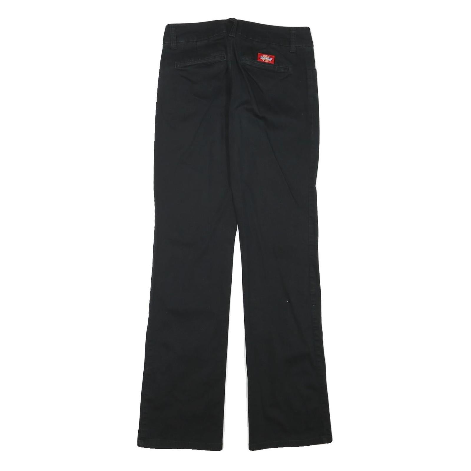 DICKIES Womens Black Regular Fit Straight Leg Trousers W27 L30 Cotton Blend Zip