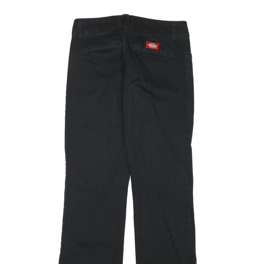 DICKIES Womens Black Regular Fit Straight Leg Trousers W27 L30 Cotton Blend Zip