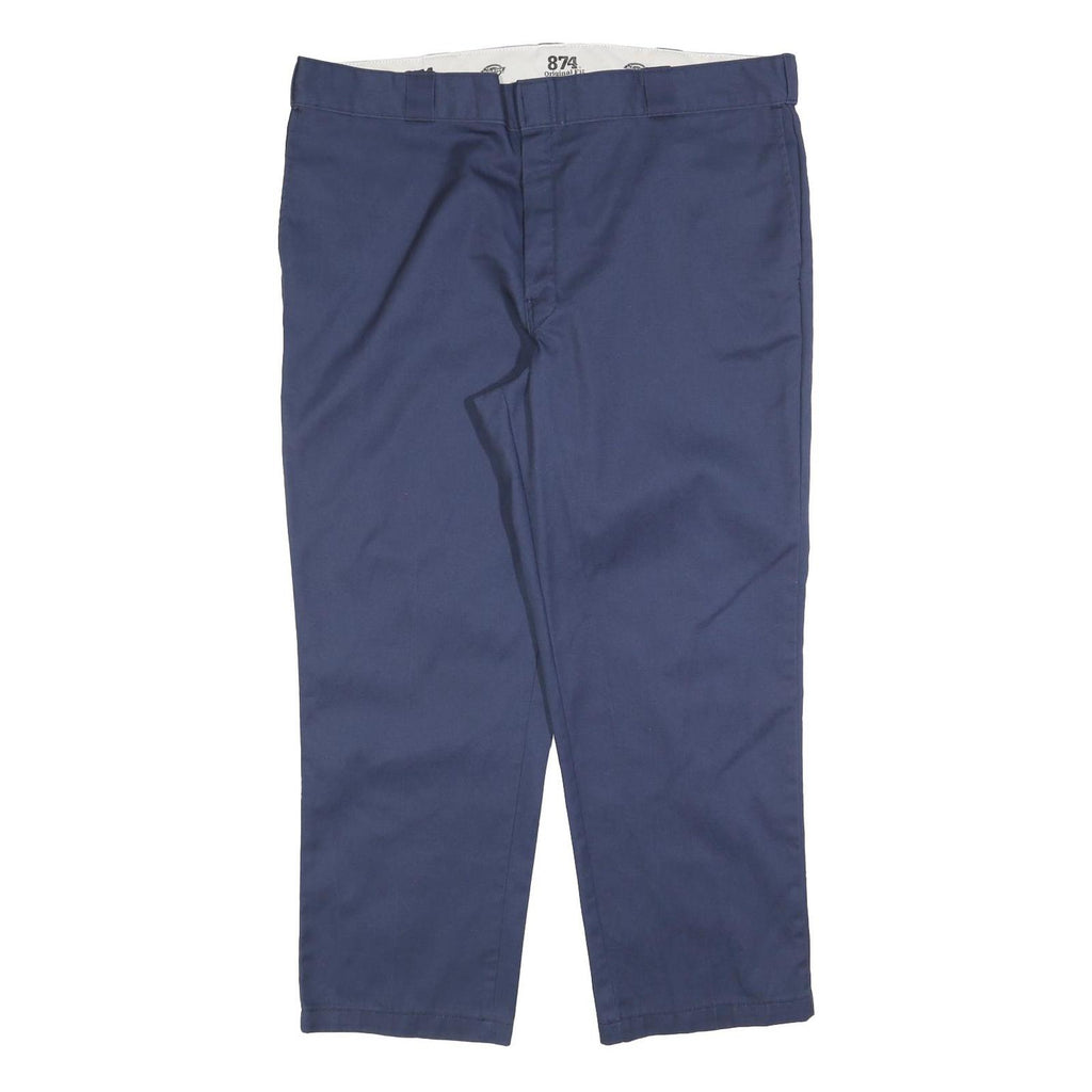 DICKIES Mens Regular Fit Navy Blue Work Trousers W42 L29 Zip Closure Durable