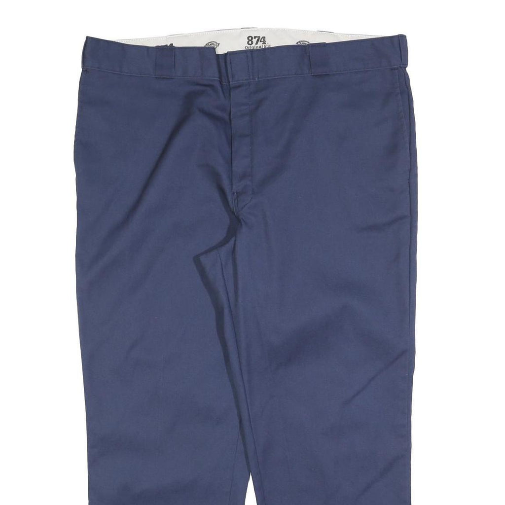 DICKIES Mens Regular Fit Navy Blue Work Trousers W42 L29 Zip Closure Durable