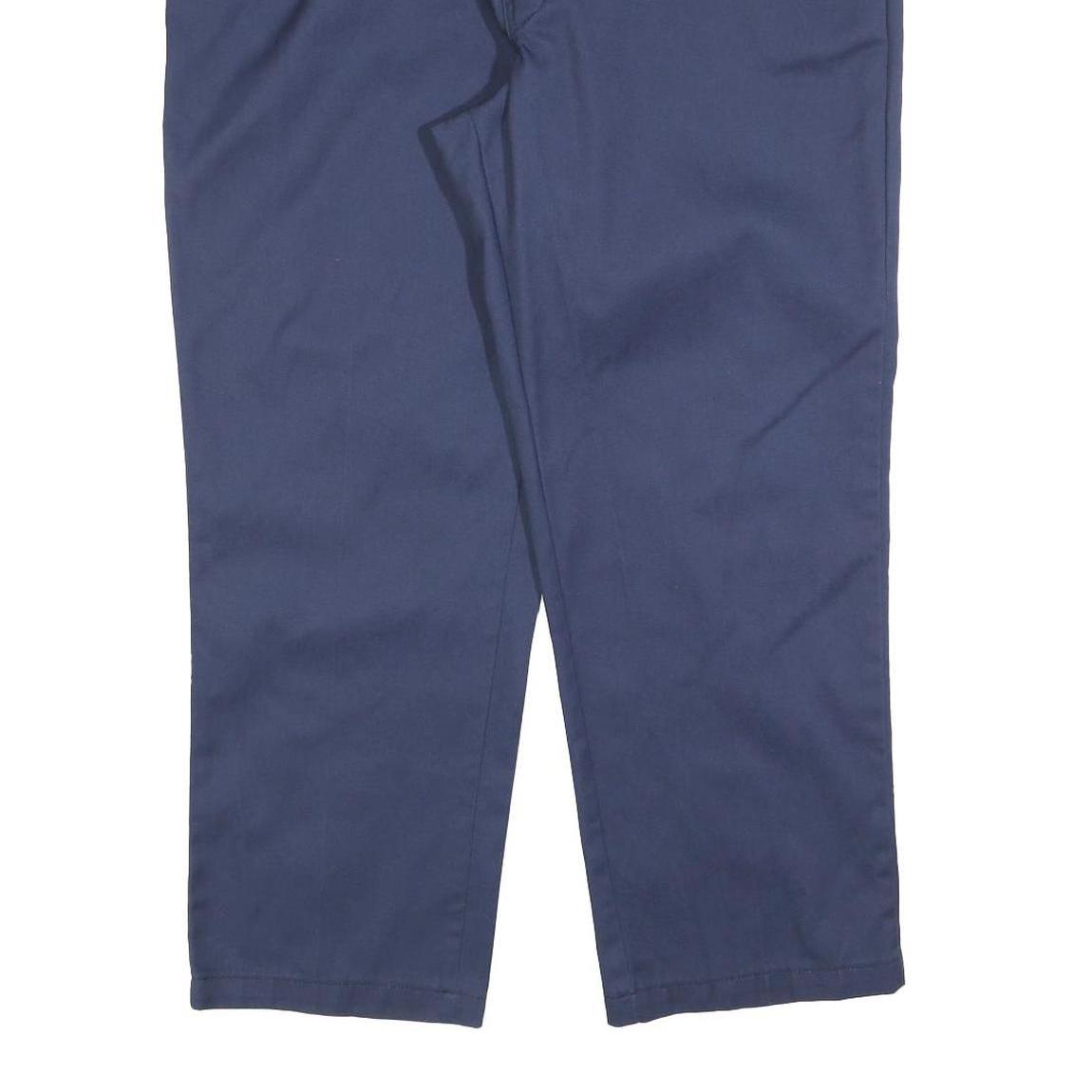 DICKIES Mens Regular Fit Navy Blue Work Trousers W42 L29 Zip Closure Durable