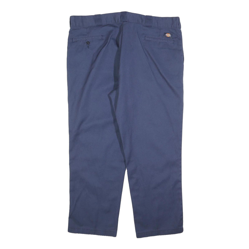 DICKIES Mens Regular Fit Navy Blue Work Trousers W42 L29 Zip Closure Durable