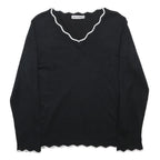 GRACE KARIN Womens Black Plain Jumper V Neck Basic Knit M Elegant Style