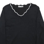 GRACE KARIN Womens Black Plain Jumper V Neck Basic Knit M Elegant Style
