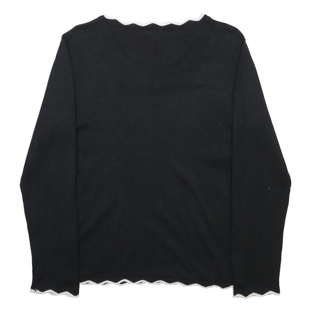 GRACE KARIN Womens Black Plain Jumper V Neck Basic Knit M Elegant Style