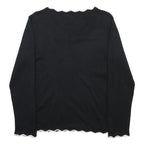 GRACE KARIN Womens Black Plain Jumper V Neck Basic Knit M Elegant Style