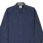 KENZO Mens Blue Plain Shirt M Cotton Blend Long Sleeve Button Closure
