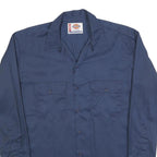 DICKIES Mens Blue Workwear Shirt L Long Sleeve Cotton Button Pocket