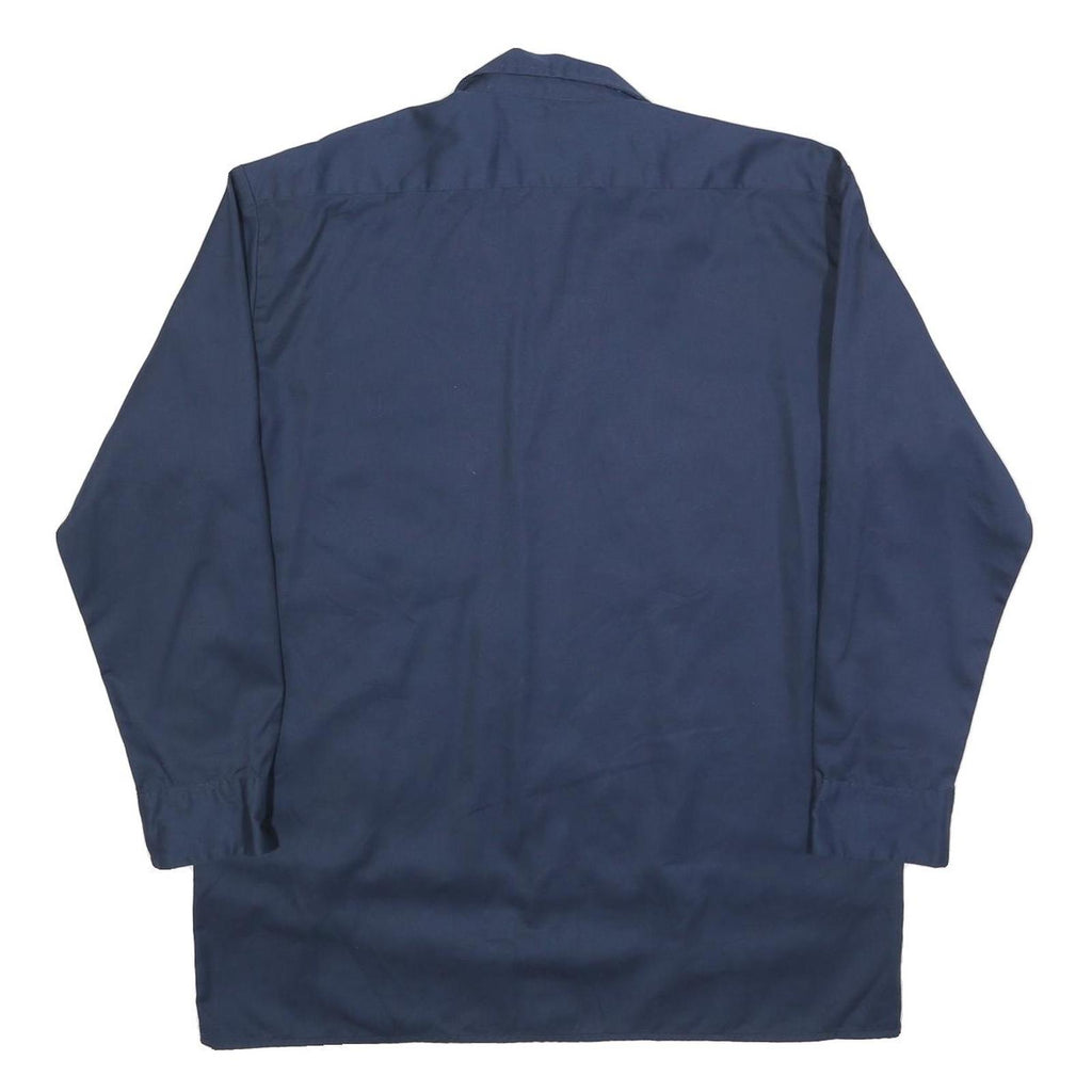 DICKIES Mens Blue Workwear Shirt L Long Sleeve Cotton Button Pocket