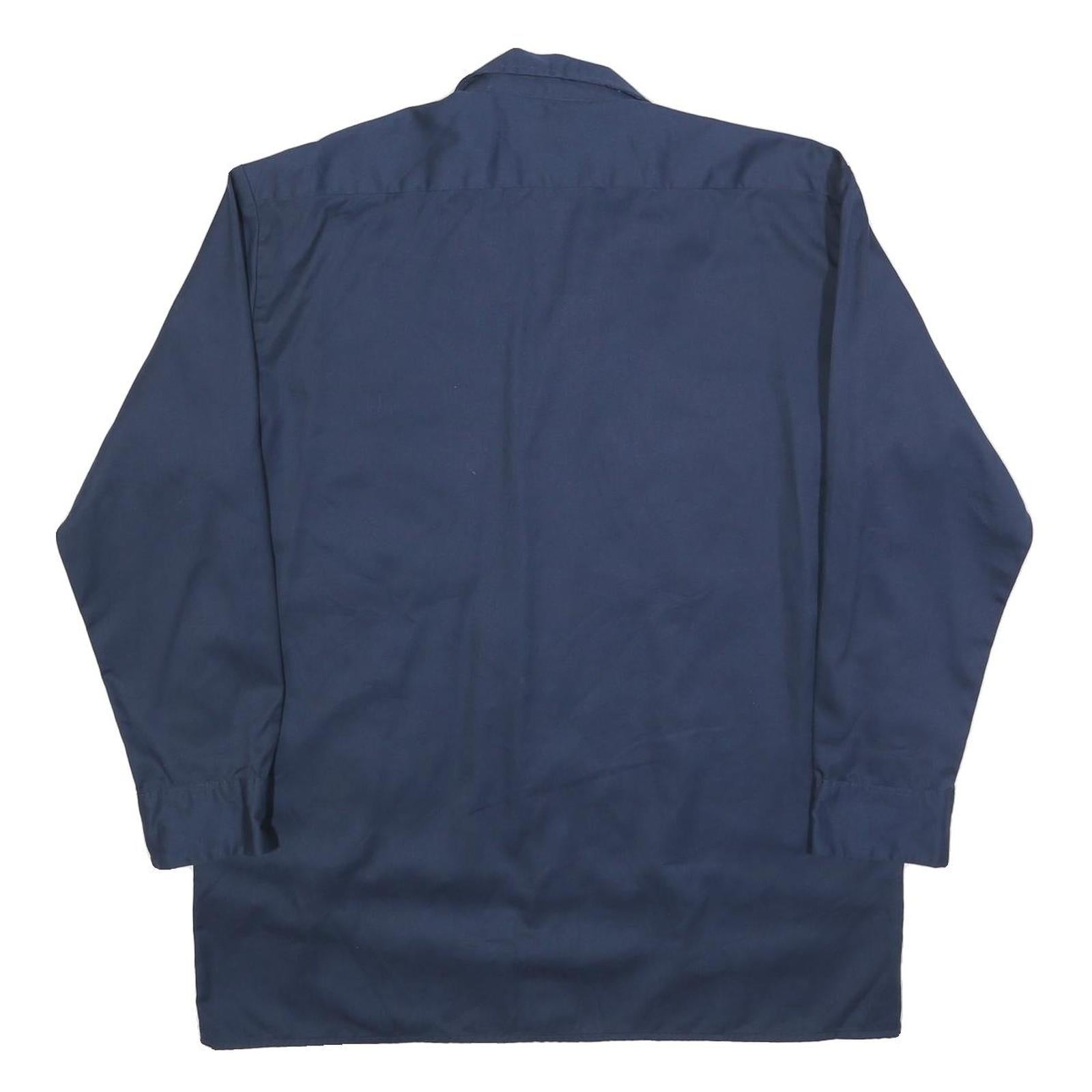 DICKIES Mens Blue Workwear Shirt L Long Sleeve Cotton Button Pocket