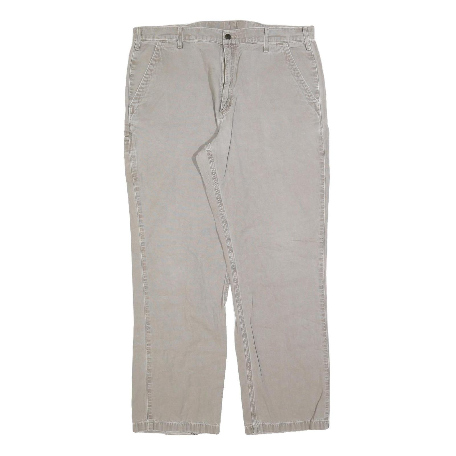 CARHARTT Mens Jeans Beige Relaxed Straight Denim W40 L34 Workwear Durable Zip