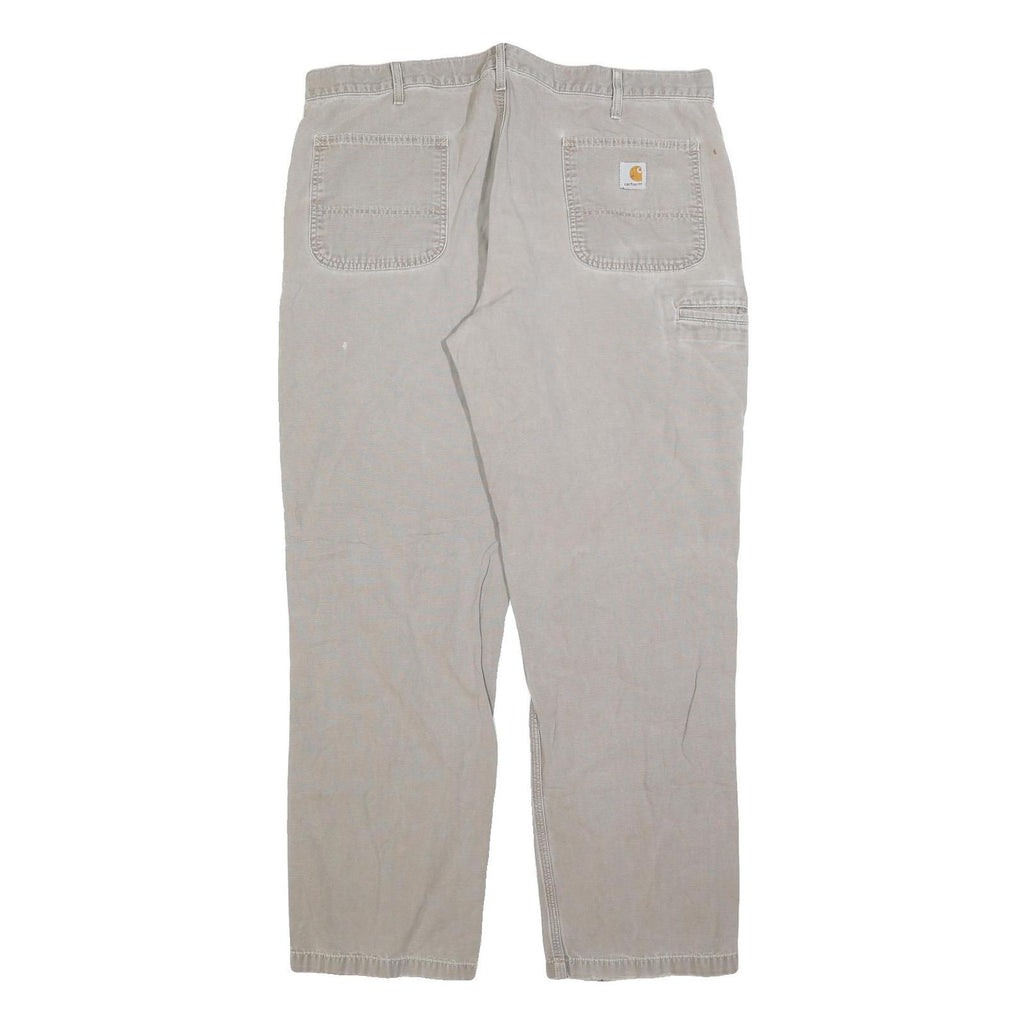 CARHARTT Mens Jeans Beige Relaxed Straight Denim W40 L34 Workwear Durable Zip