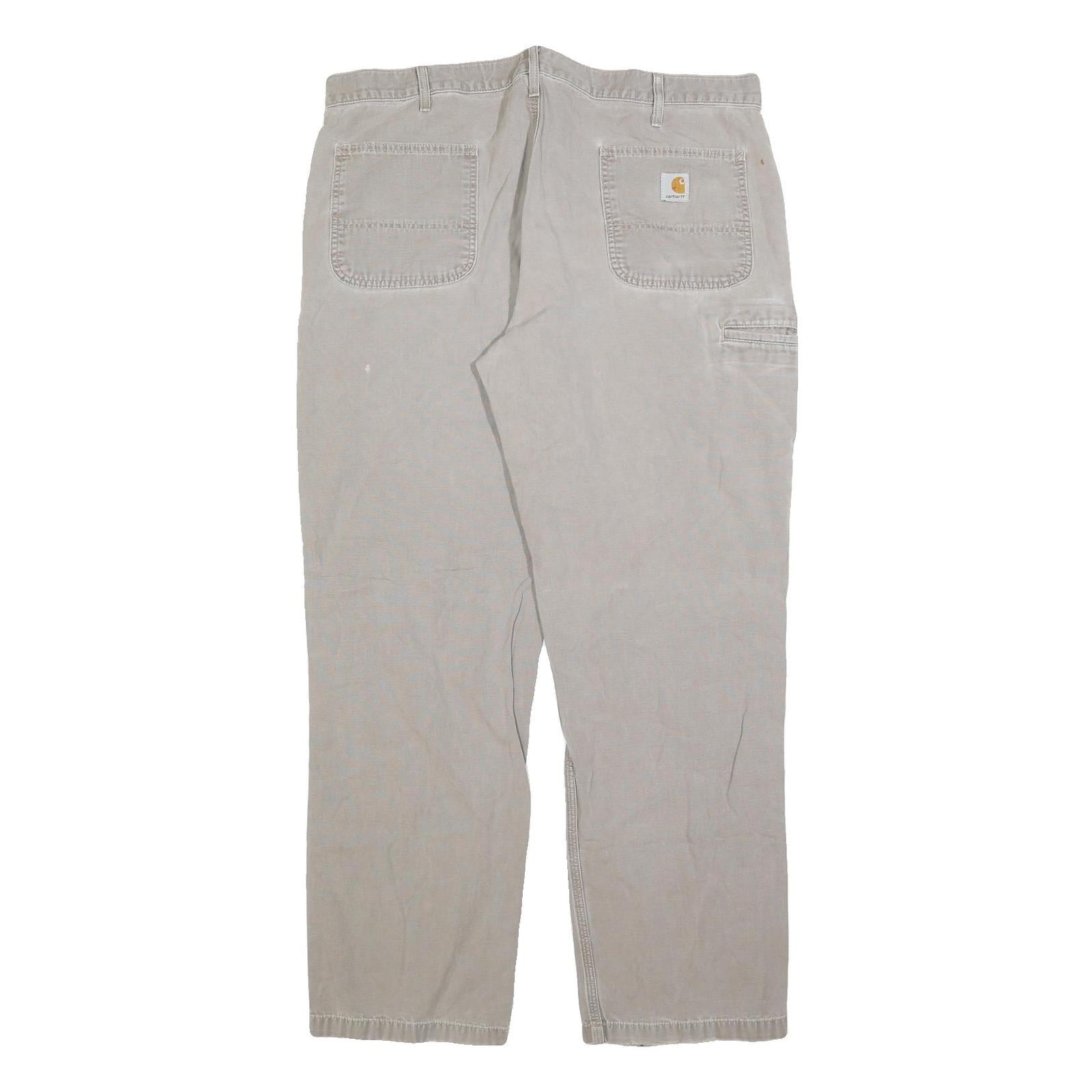 CARHARTT Mens Jeans Beige Relaxed Straight Denim W40 L34 Workwear Durable Zip