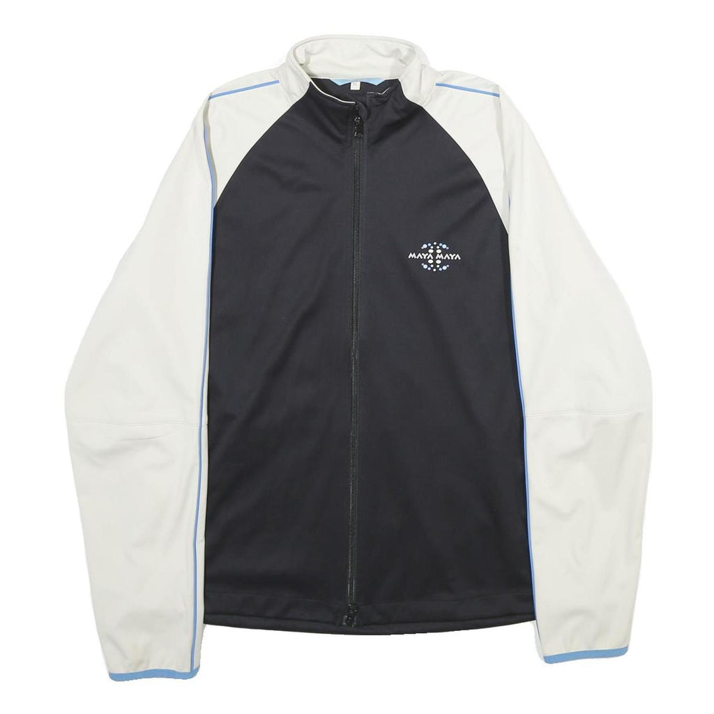 MAYA MAYA Womens White & Black Track Jacket XL Polyester Zip Athletic Activewear