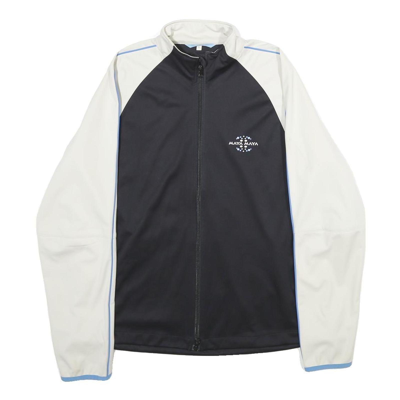 MAYA MAYA Womens White & Black Track Jacket XL Polyester Zip Athletic Activewear