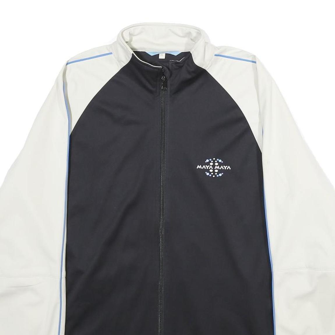 MAYA MAYA Womens White & Black Track Jacket XL Polyester Zip Athletic Activewear