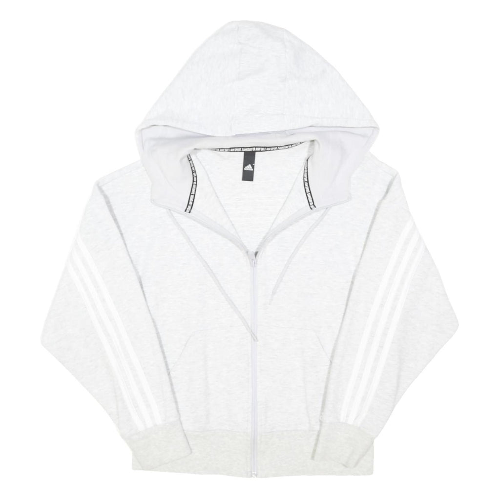ADIDAS Womens White Full Zip Hoodie Size S Cotton Blend Casual Sportswear