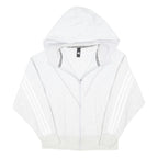 ADIDAS Womens White Full Zip Hoodie Size S Cotton Blend Casual Sportswear