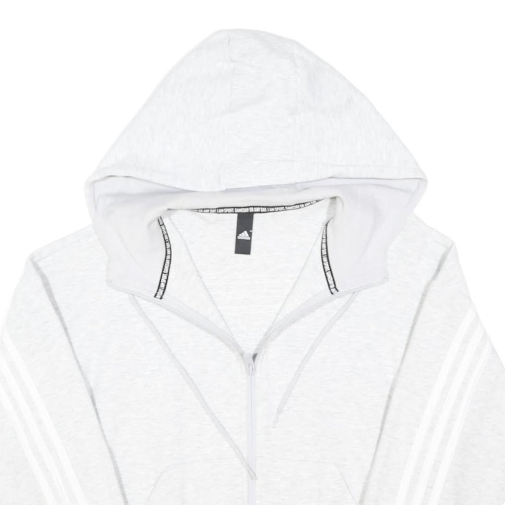 ADIDAS Womens White Full Zip Hoodie Size S Cotton Blend Casual Sportswear