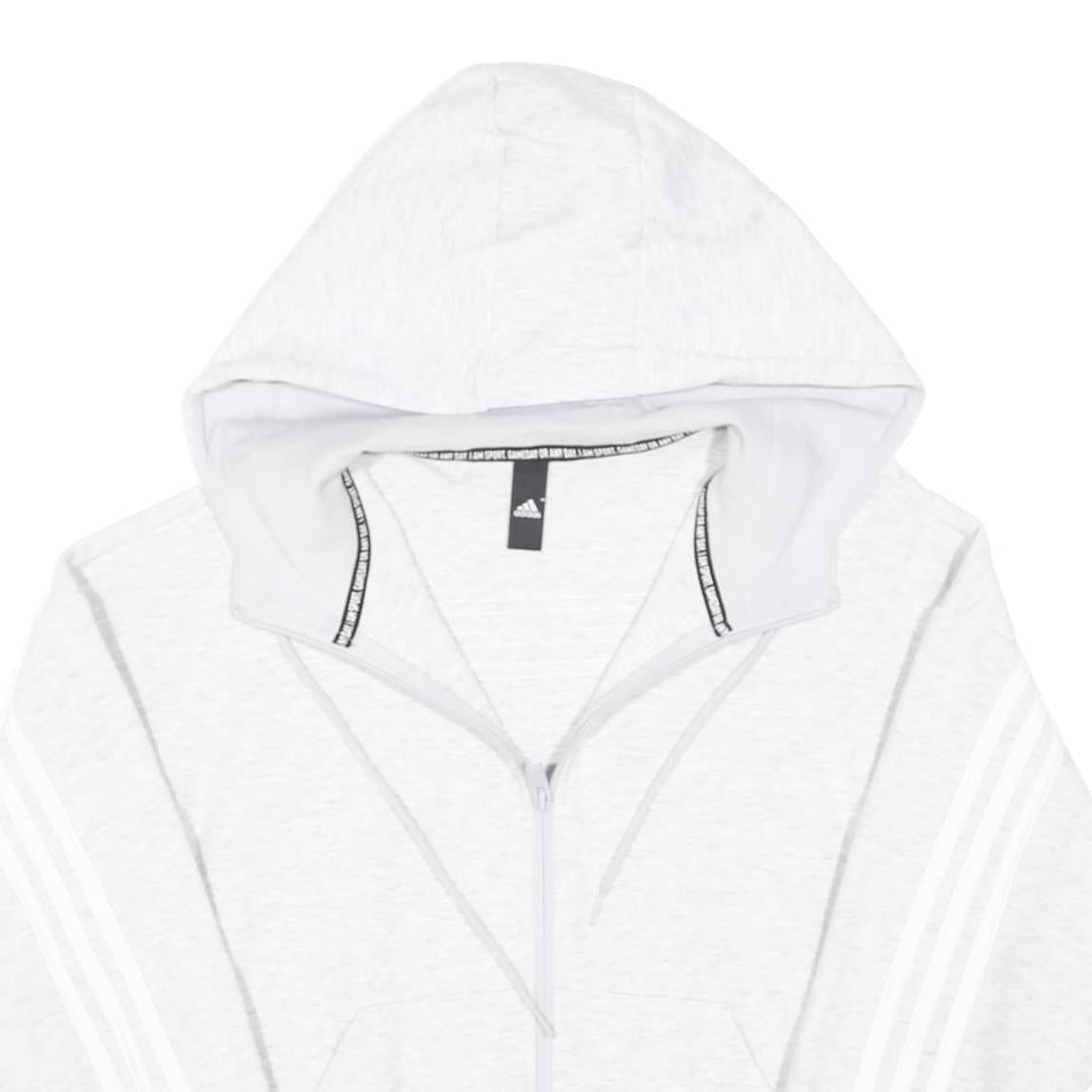 ADIDAS Womens White Full Zip Hoodie Size S Cotton Blend Casual Sportswear