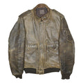 IXS Mens Brown Leather Military Jacket S Zip Closure Stand-Up Collar Plain