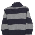 POLO RALPH LAUREN Boys Navy & Grey Striped Pattern Jumper Half Zip Crew Neck