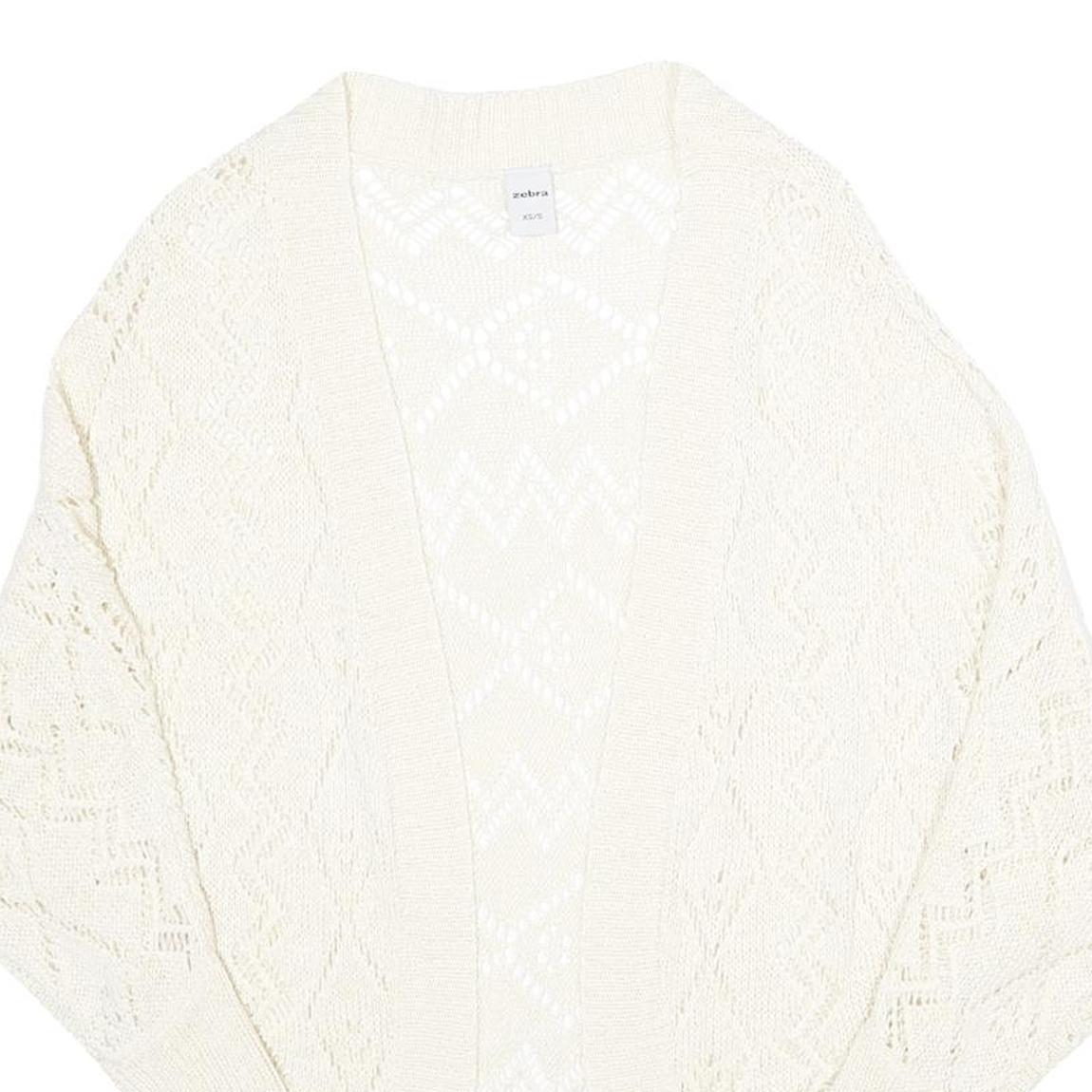 ZEBRA Womens Cream Plain Open Front Jumper Basic Knit S Lightweight Acrylic