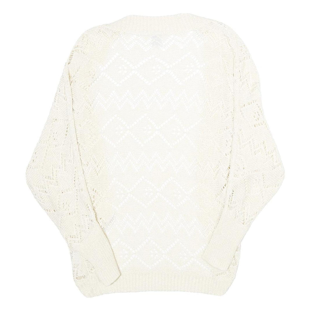 ZEBRA Womens Cream Plain Open Front Jumper Basic Knit S Lightweight Acrylic