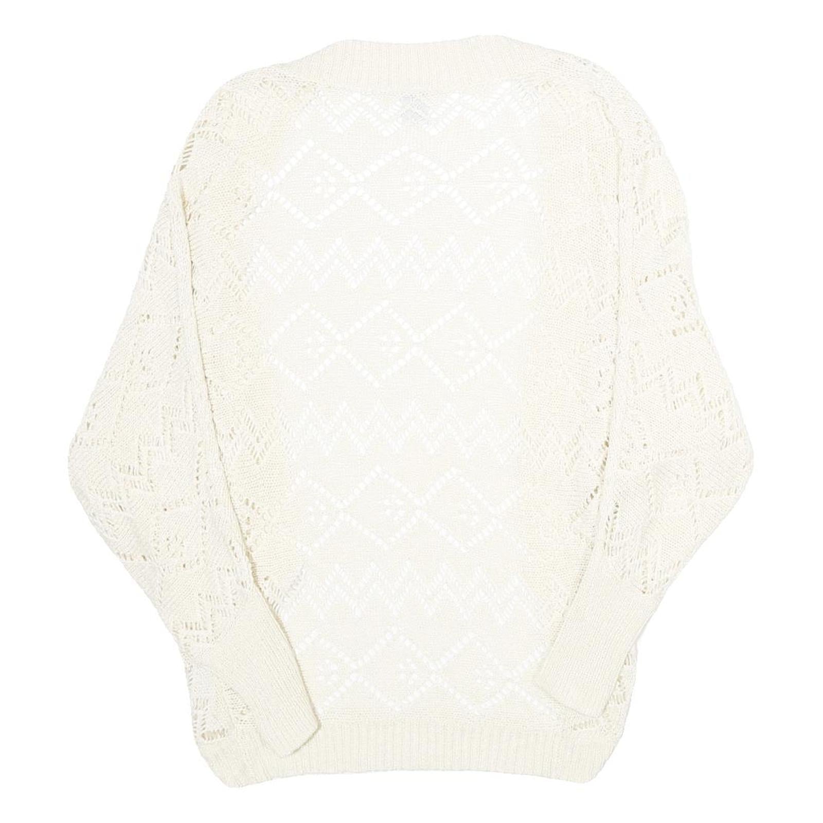 ZEBRA Womens Cream Plain Open Front Jumper Basic Knit S Lightweight Acrylic